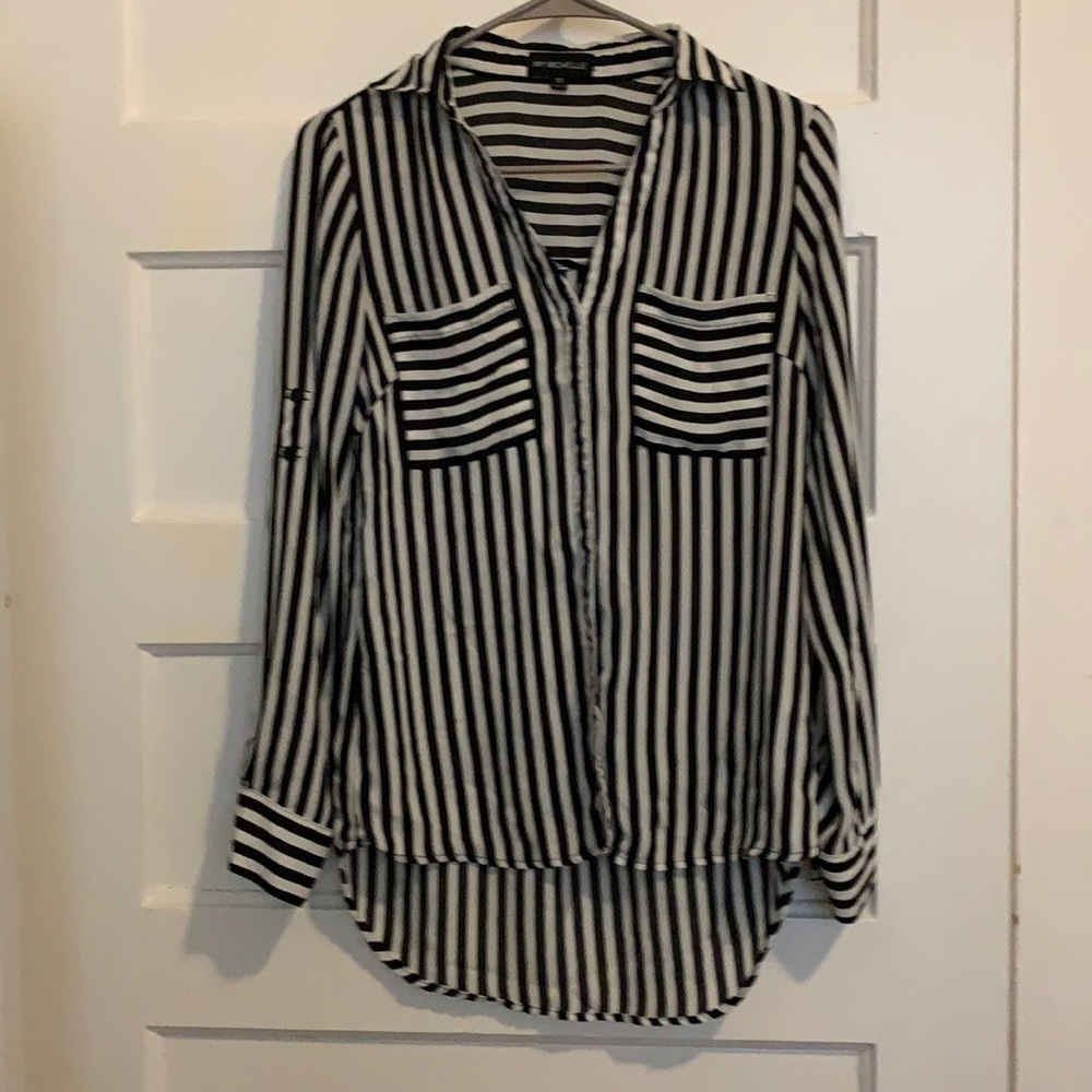 Black and white stripe blouse